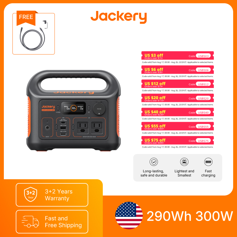 Solar Emergency Charger - Jackery Draagbare Powerstation Explorer 300Nieuw met